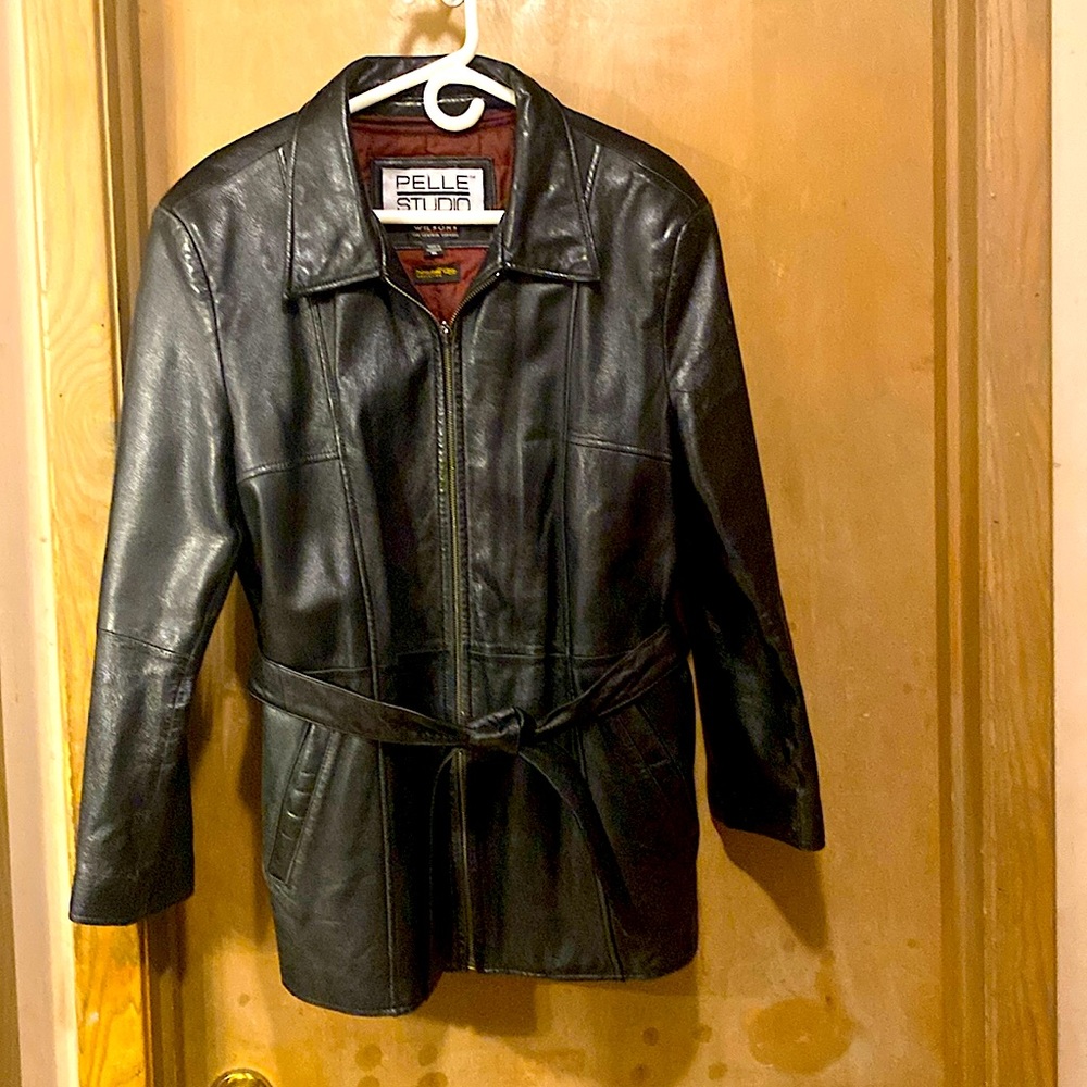 Women’s Wilson’s Leather coat with belt, zip in Thinsulate liner